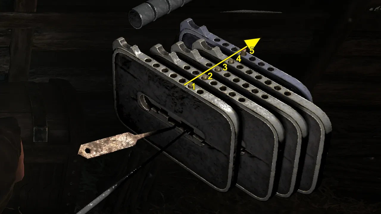 Default Gothic Remake plate numbering: Plate 1 is outer and closest to the lockpick, then count inward to Plate 5.